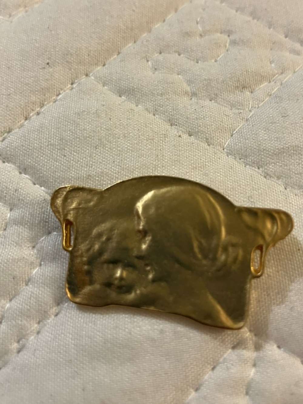 Gold Mother & Daughter Profile Brooch